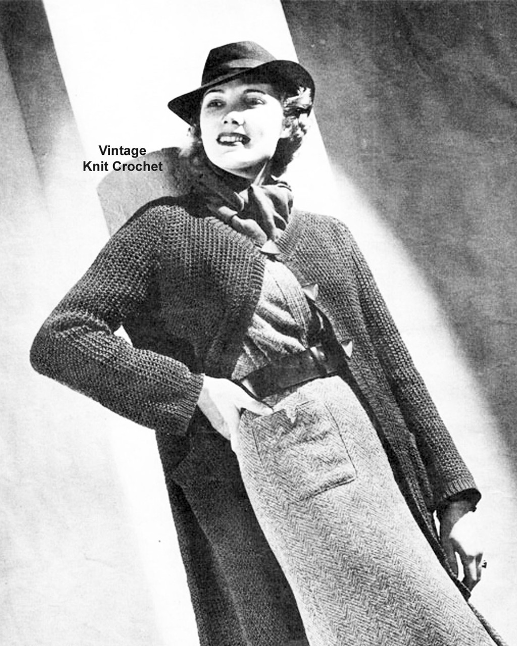 Long Knitted Cardigan Pattern, Swagger Coat in Knitting Worsted - Main Image