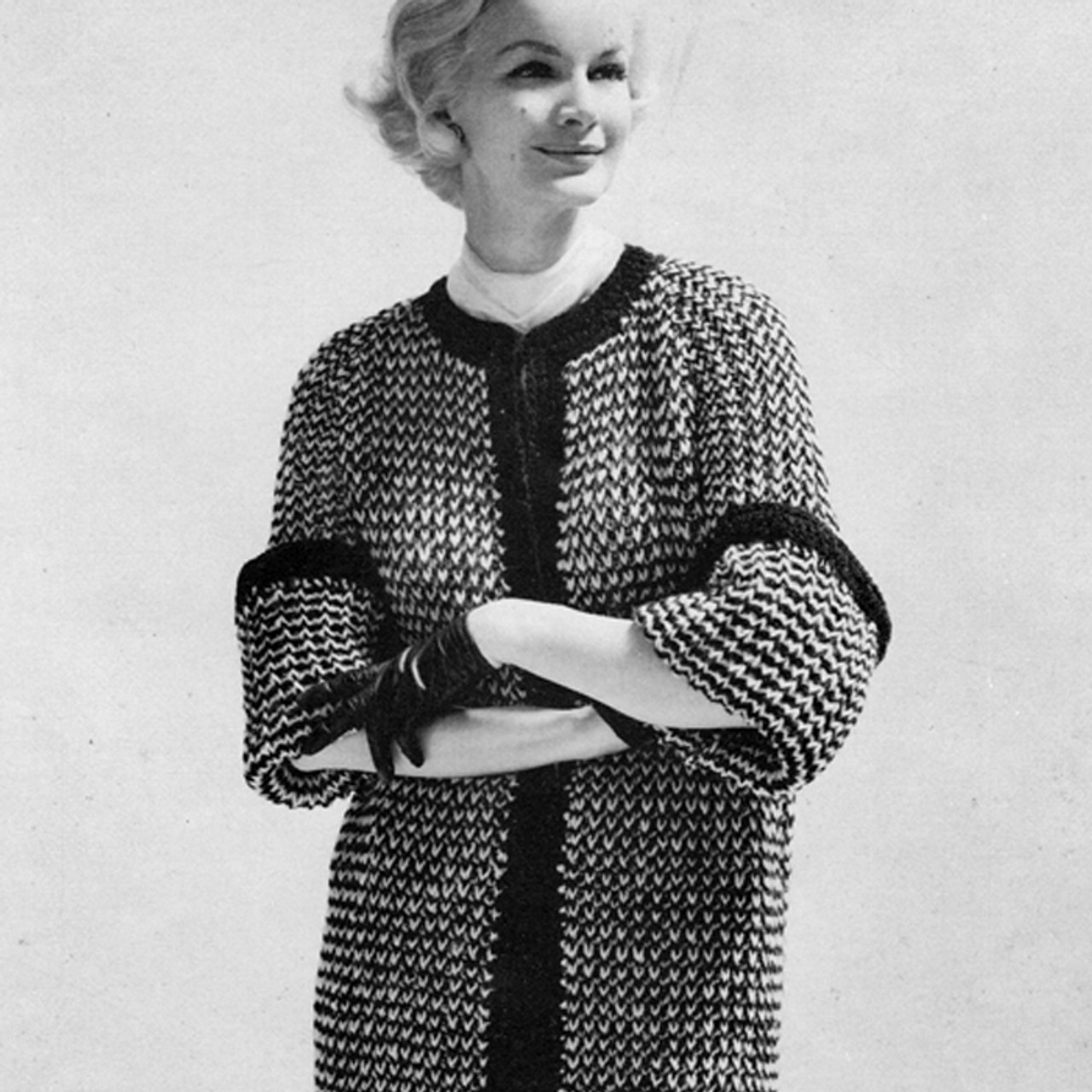 Casual Tweed Loose Fitting Coat Knitting Pattern