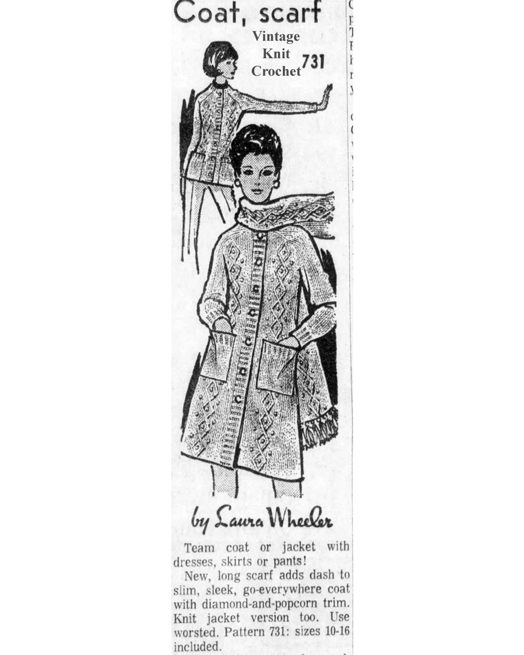 Mail Order Design 731 Knitted Jacket Coat Newspaper Advertisement