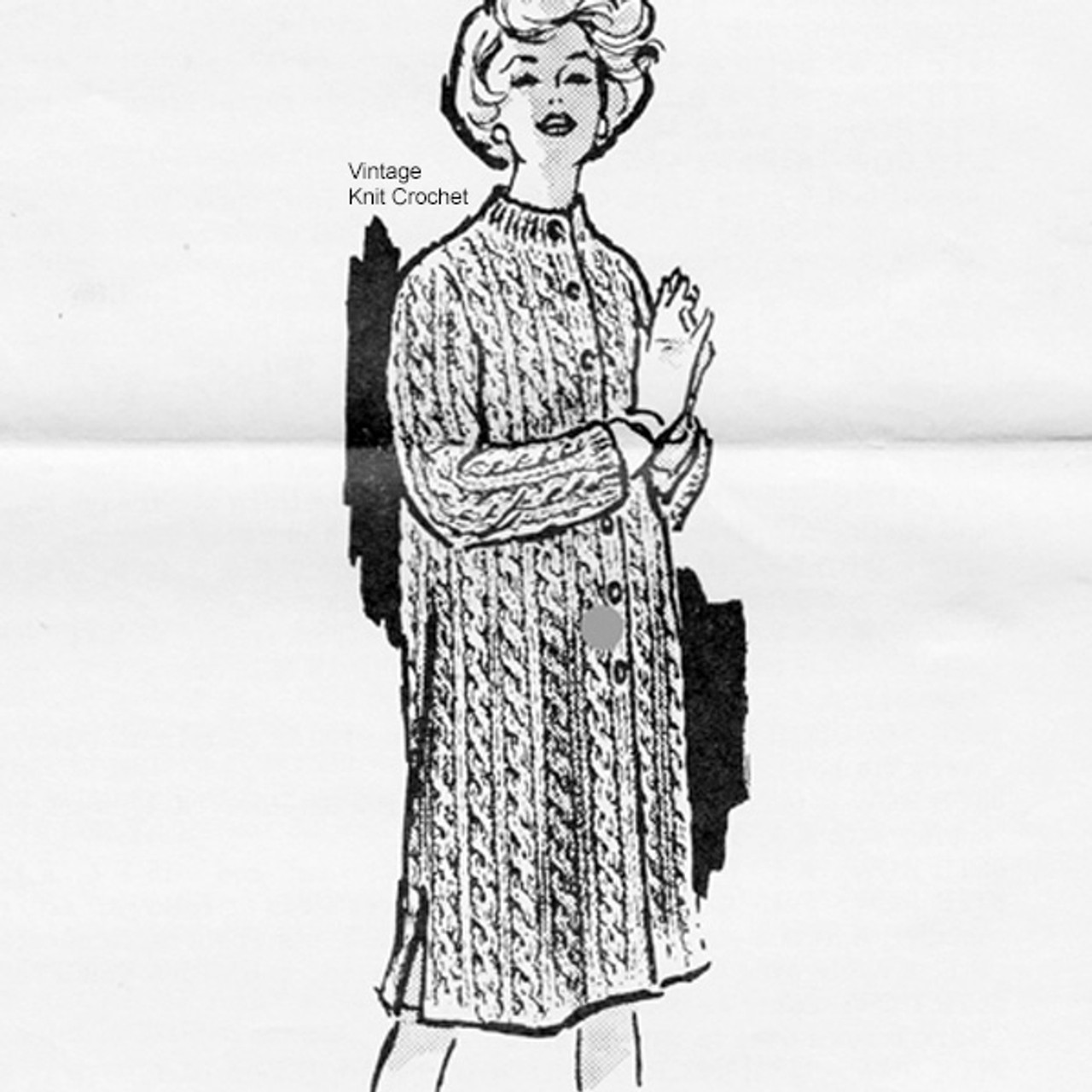 Big Needle Cable Coat Knitting Pattern, Mail Order 686