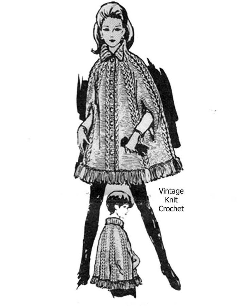 Vintage Cable Panel Cape Knitting Pattern, Laura Wheeler Design 746