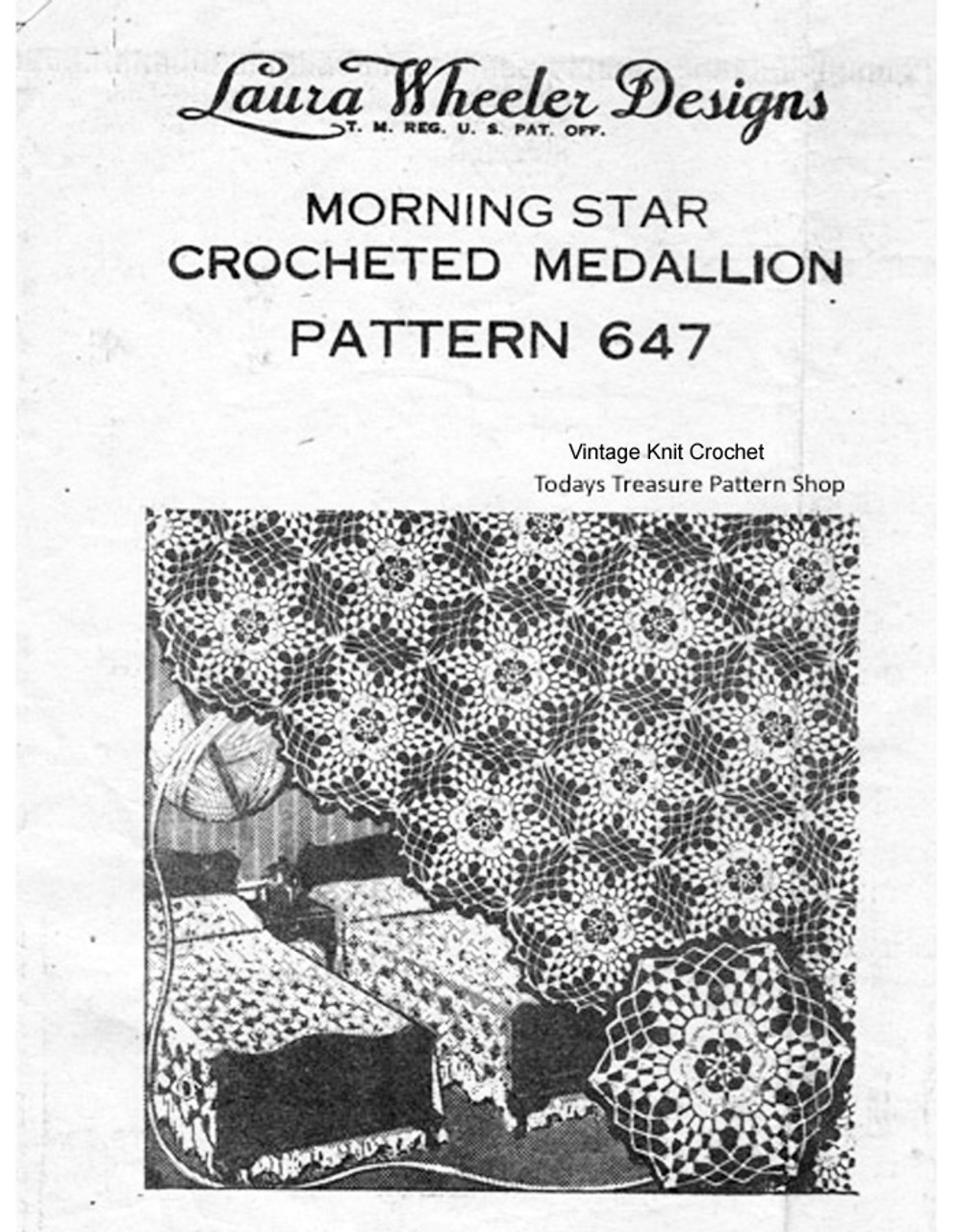 Morning Star Crochet Bedspread Pattern, Mail Order 647