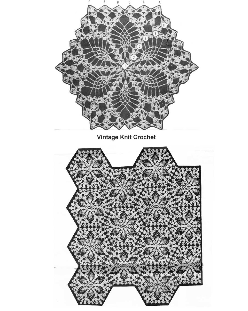 Pineapple Hexagon Crochet Motif Pattern Mail Order Design 7256