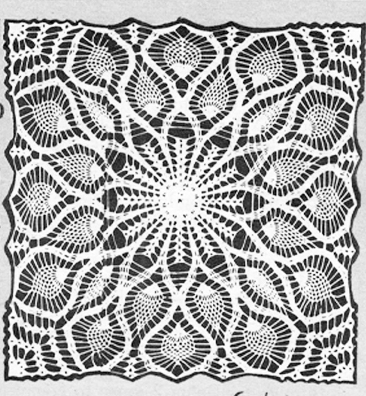 Crochet Square Centerpiece Doily Pattern, Laura Wheeler 821