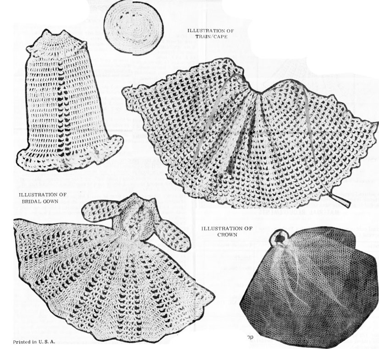 Crocheted Fashion Doll Bride Dress Cape Pattern Design 525 crocheted-fashion-doll-bride-dress-cape-pattern-design-525