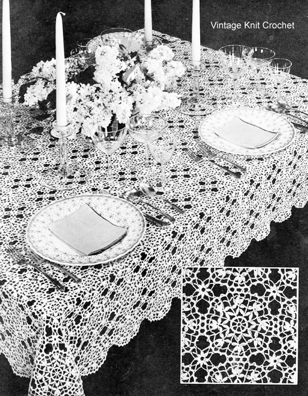 Vintage Crochet Cluny Tablecloth Pattern 