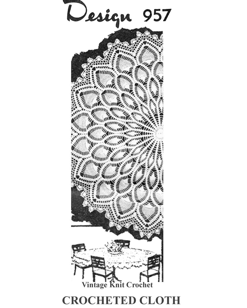 Round Crochet Pineapple Tablecloth Pattern Design 957