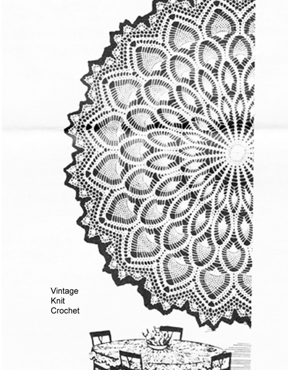 crochet-round-tablecloth-pattern-pineapple-laura-wheeler-845-mail-order for Free Printable Crochet Tablecloth Patterns Crochet Round Tablecloth Pattern, Pineapple, Laura Wheeler 845, Mail Order for Free Printable Crochet Tablecloth Patterns