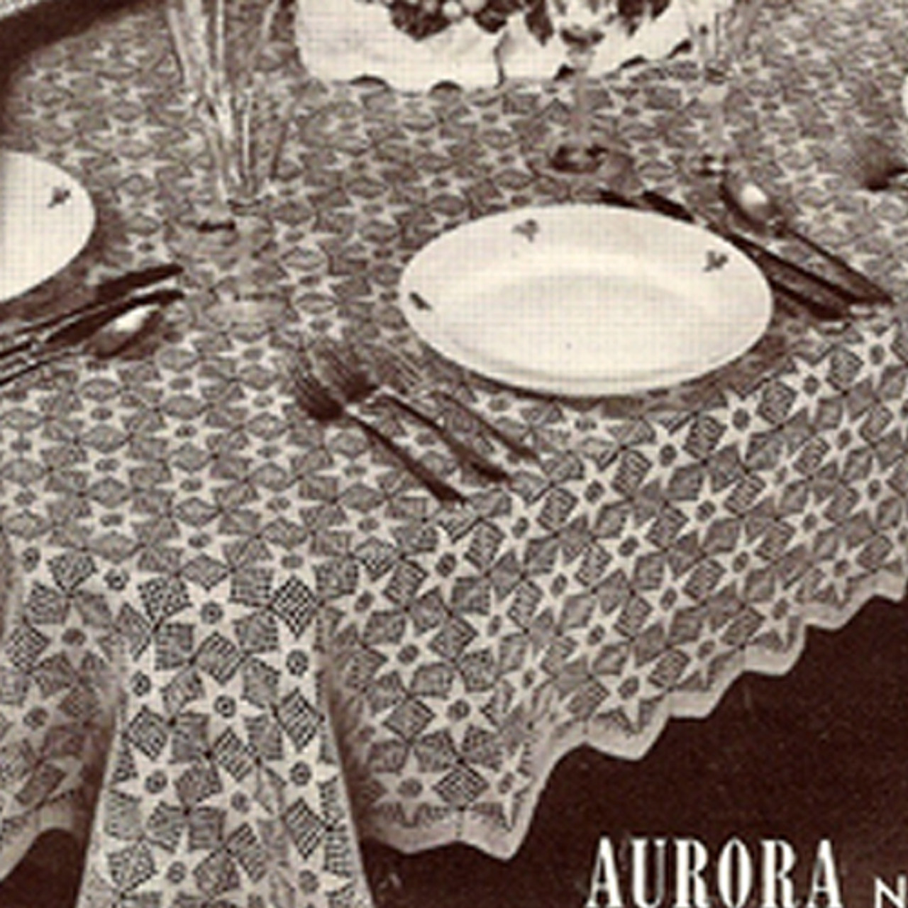 Crocheted Aurora Star Medallion Tablecloth Square