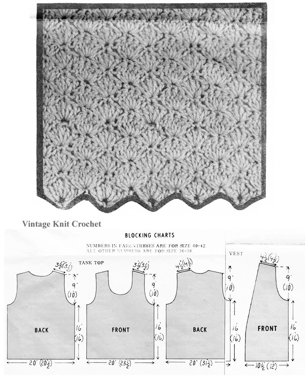 Mans Vest in Crocheted Shell Stitch, Design 7364