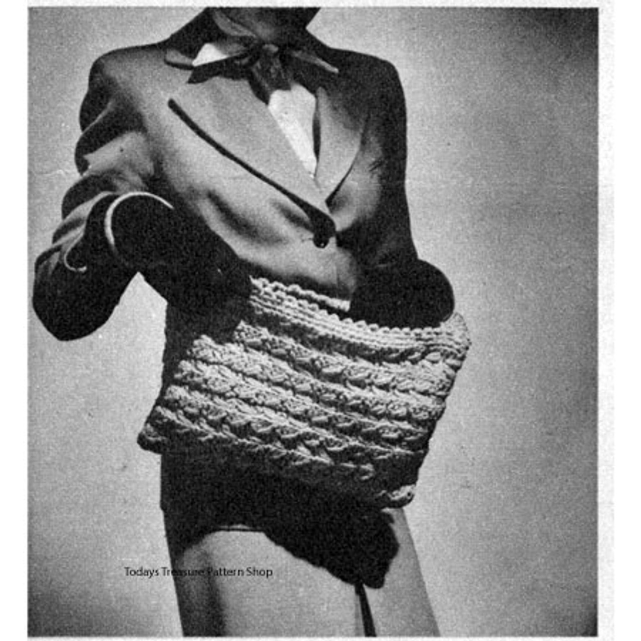 Large Crochet Purse Pattern, Vintage 1940s