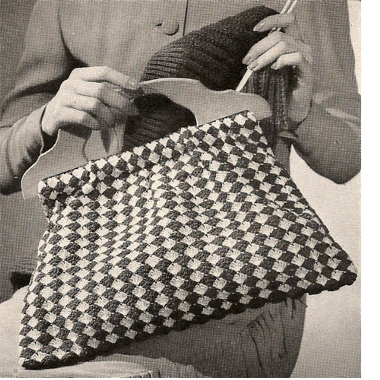 Crochet Utility Bag Purse Pdf Pattern Wood Handle