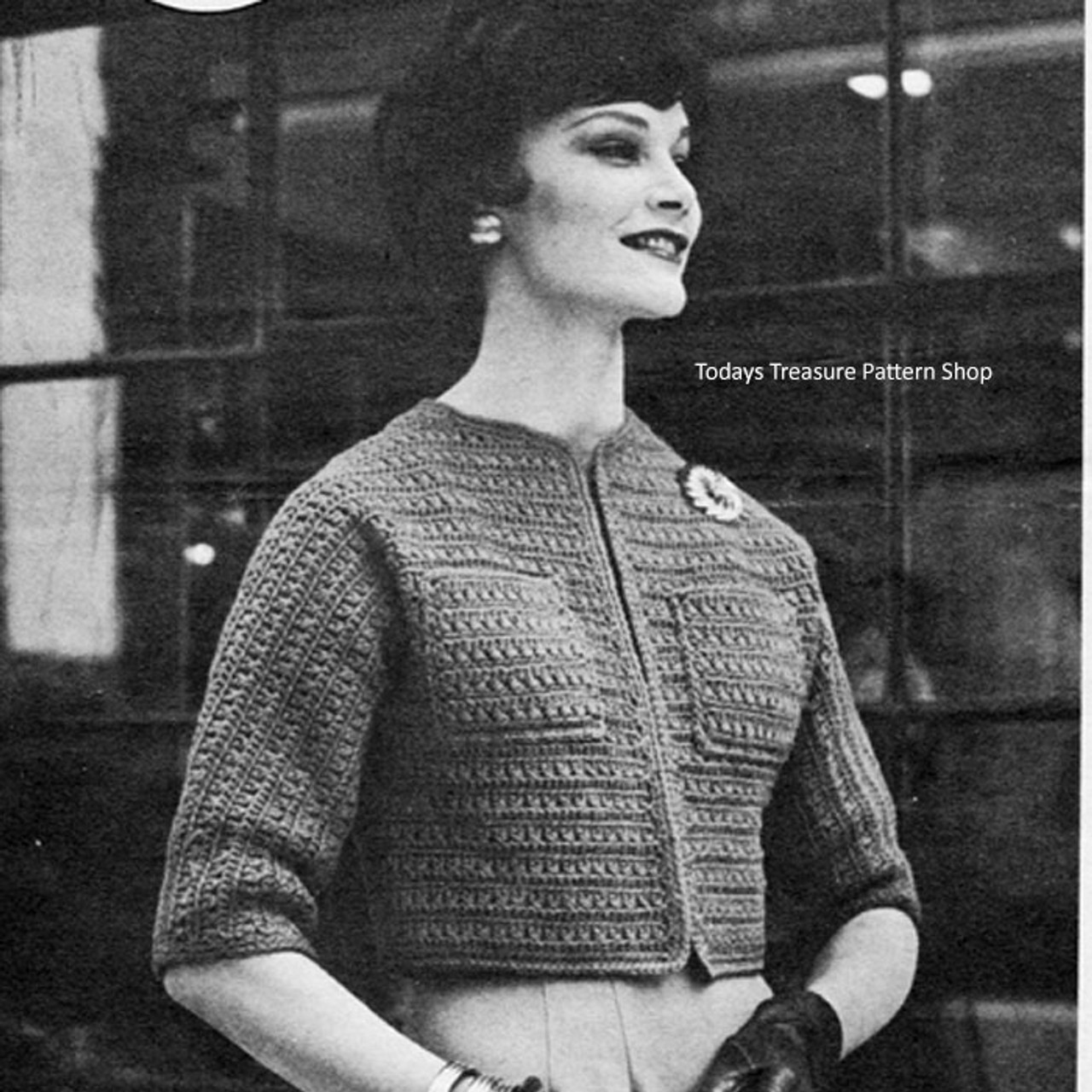 Short Jiffy Crochet Jacket Pattern, Vintage 1960s