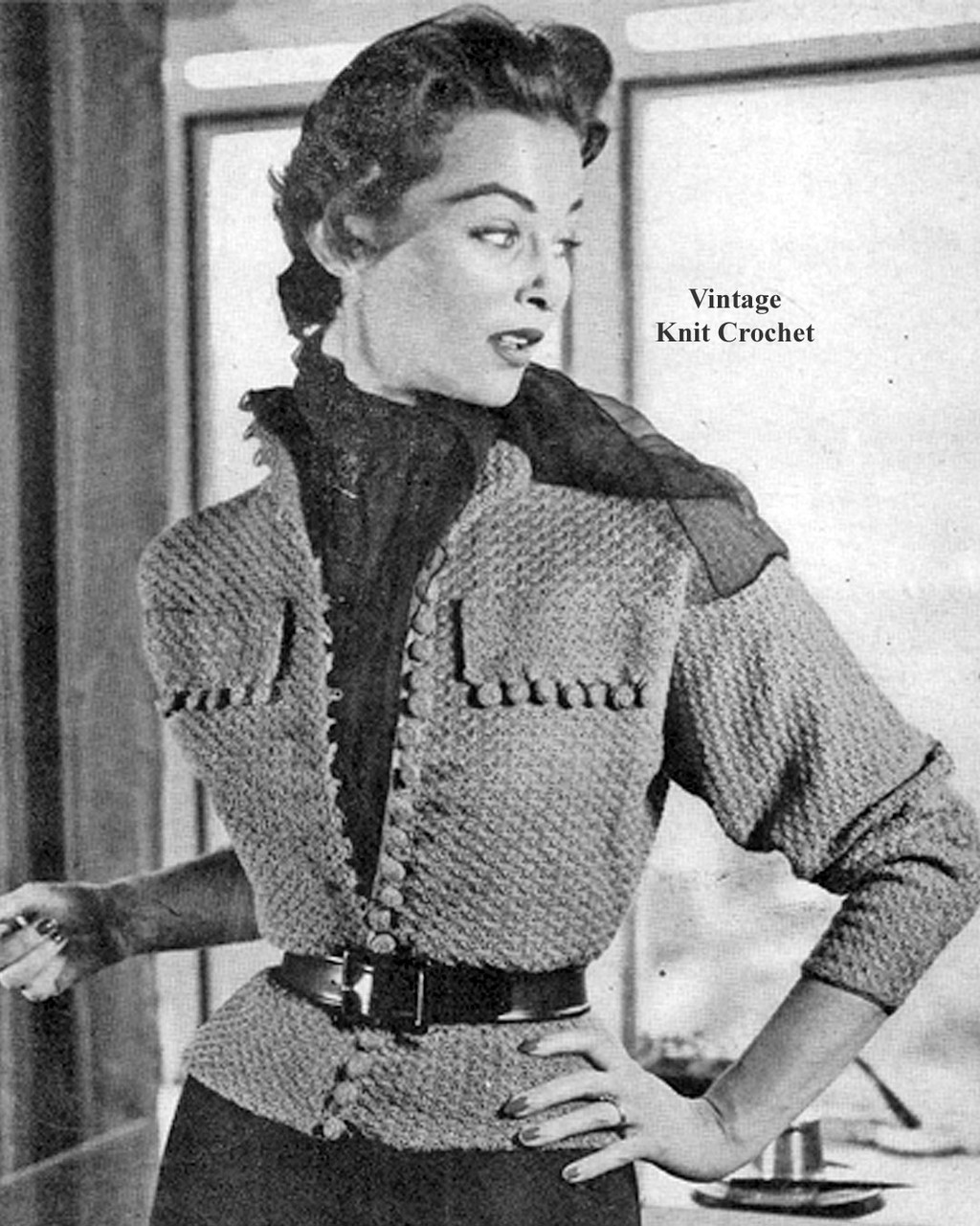 Vintage Crochet Cardigan Blouse Pattern