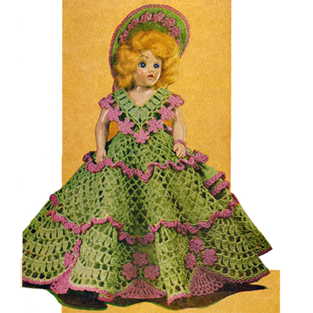 Dolls Antebellum Dress Crochet Pattern, 15 Doll