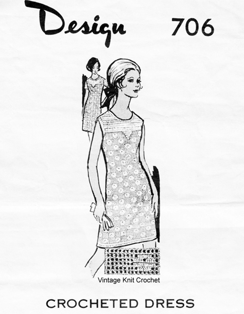 Crocheted Yoked Dress Pattern, Mail Order 706