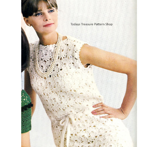 Crocheted Macrame Dress Pattern, A Sleeveless Lace Beauty Crocheted Macrame Dress Pattern, A Sleeveless Lace Beauty