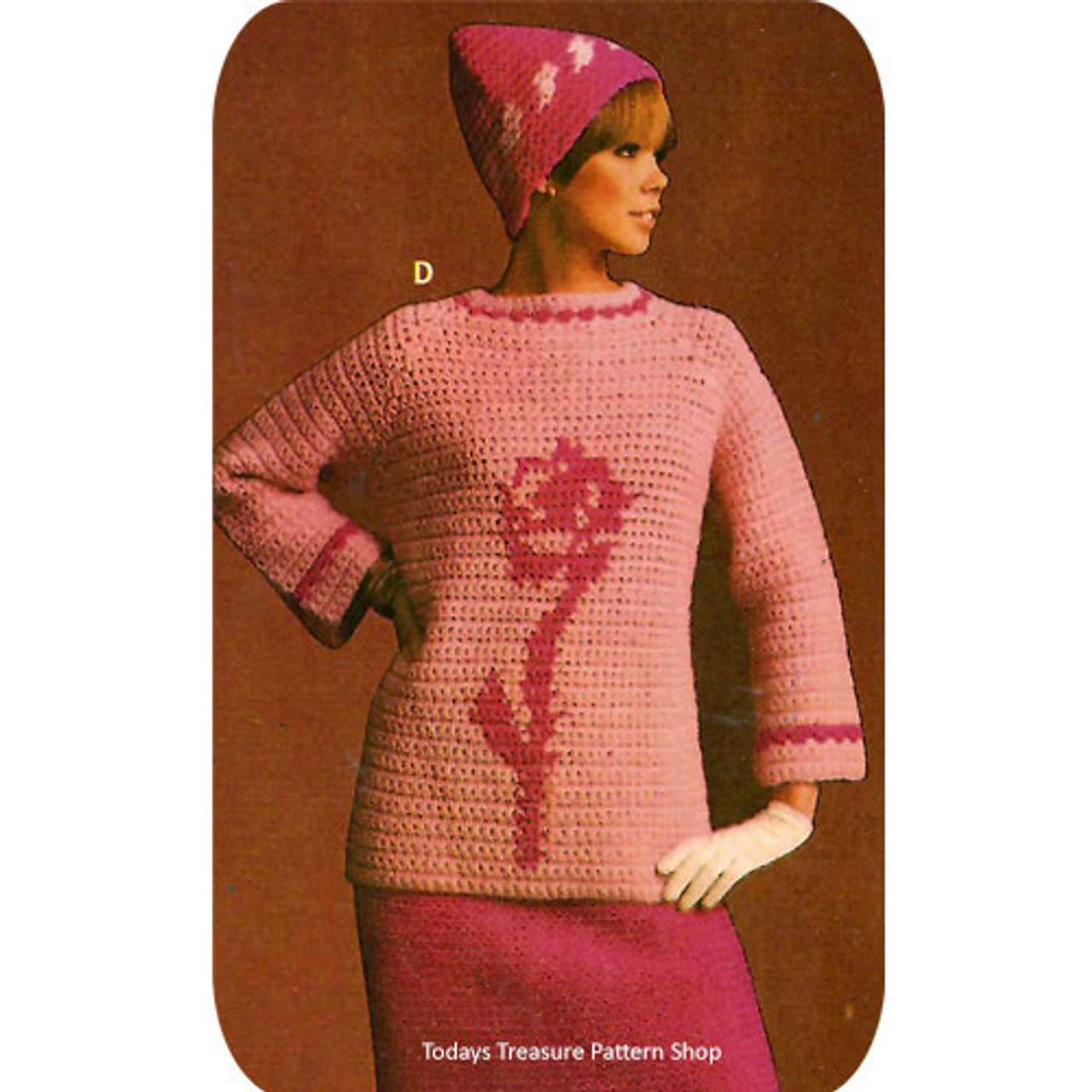 Crochet Flower Tunic Pattern with Cap 