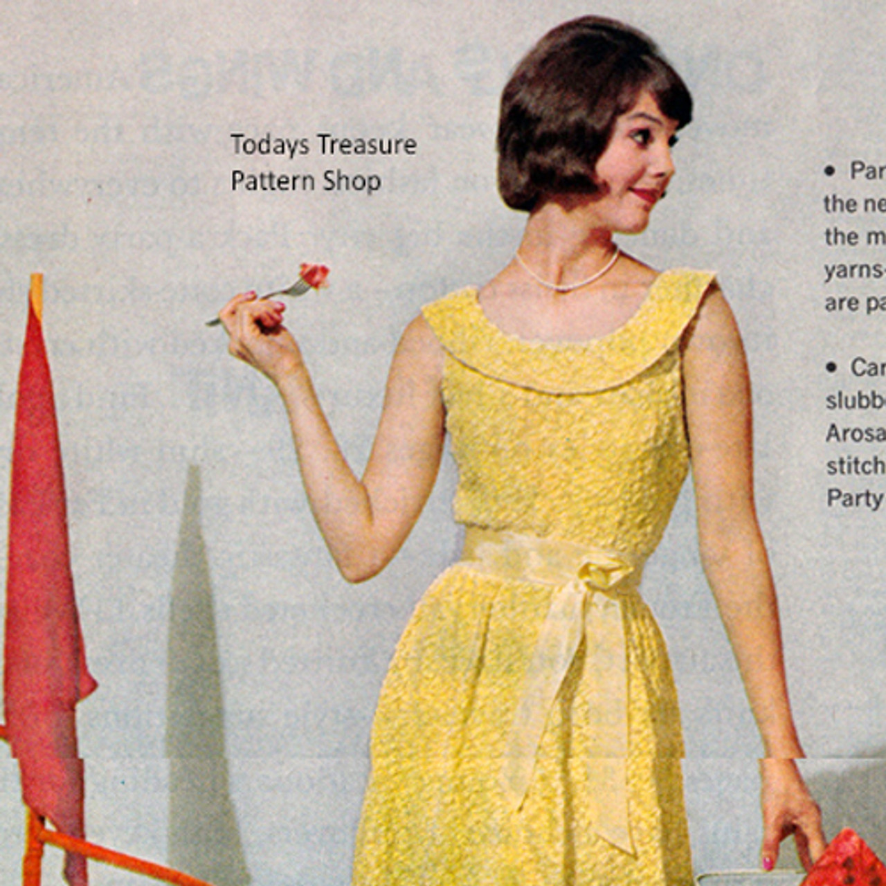Knitted Low Neckline Dress Pattern, Vintage 1960s