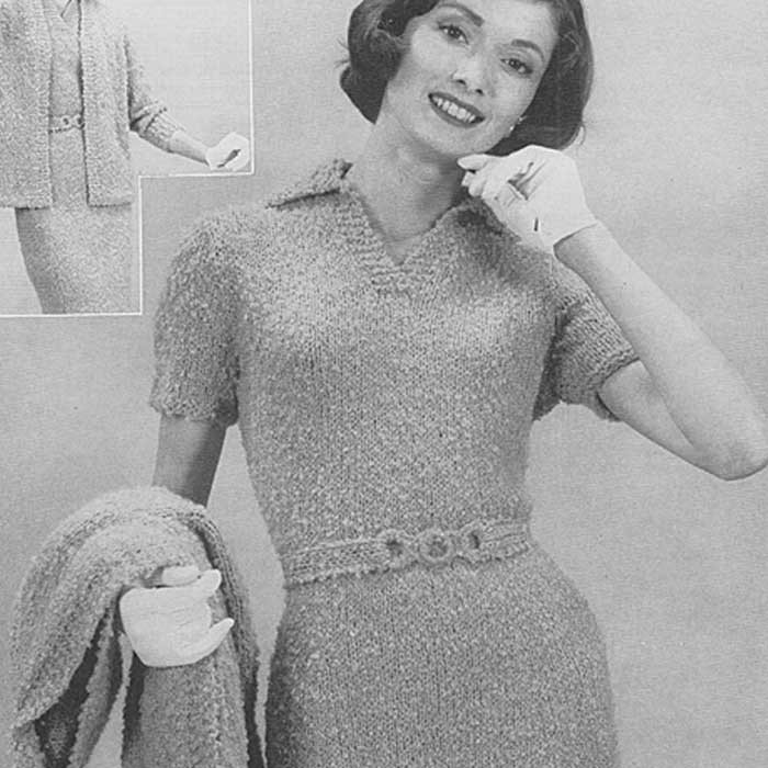 retro garter dress Knitted Straight Dress Jacket Pattern in Garter Stitch