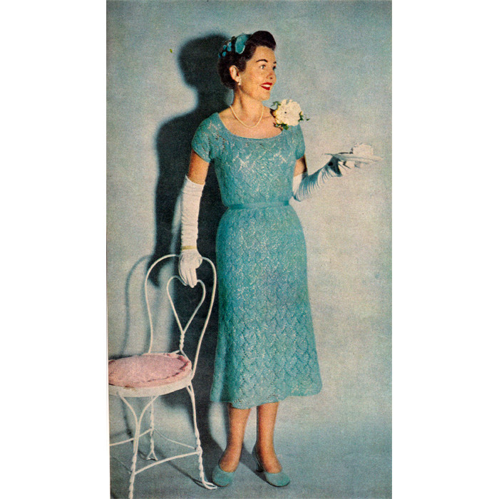 Womans Formal Lace Stitch Dress Knitting Pattern Womans Formal Lace Stitch Dress Knitting Pattern