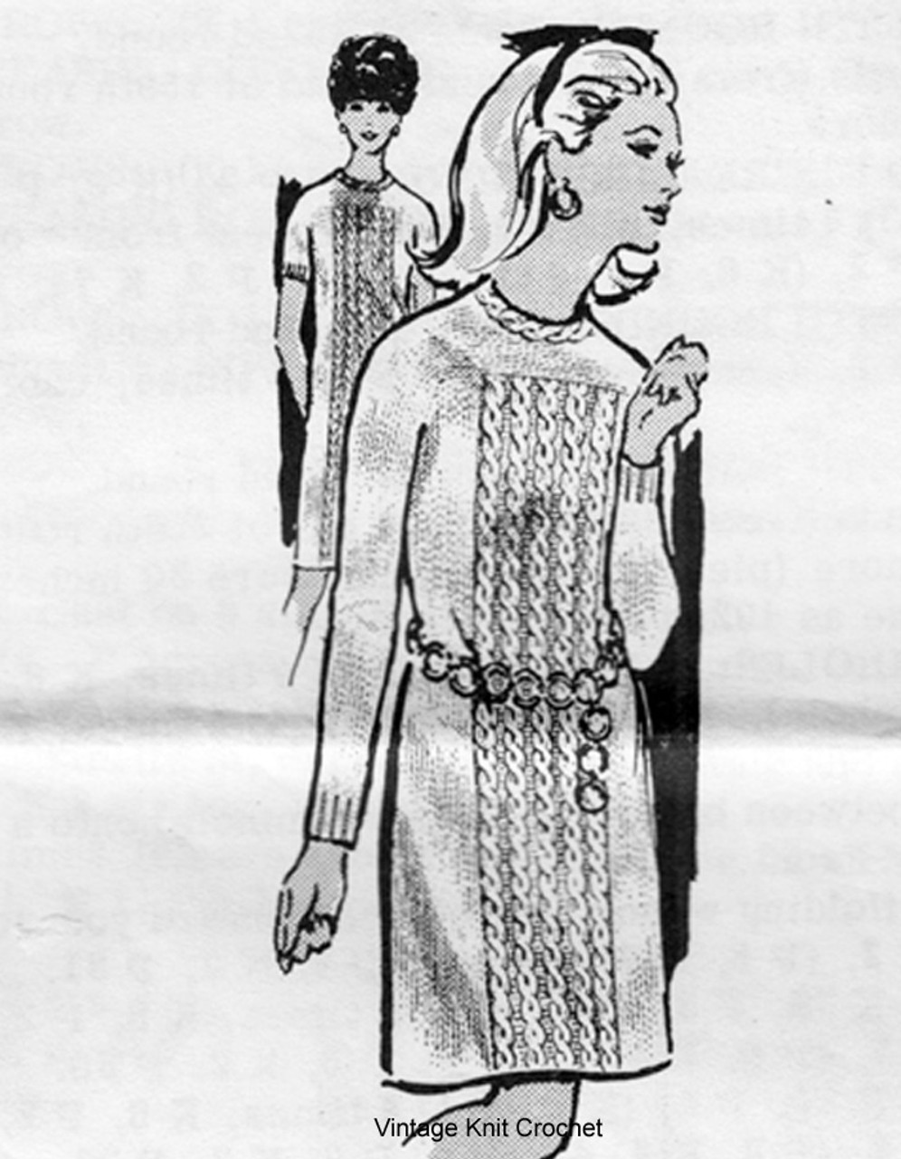 Knitting Pattern Long Sleeve Cable Dress, Laura Wheeler 696