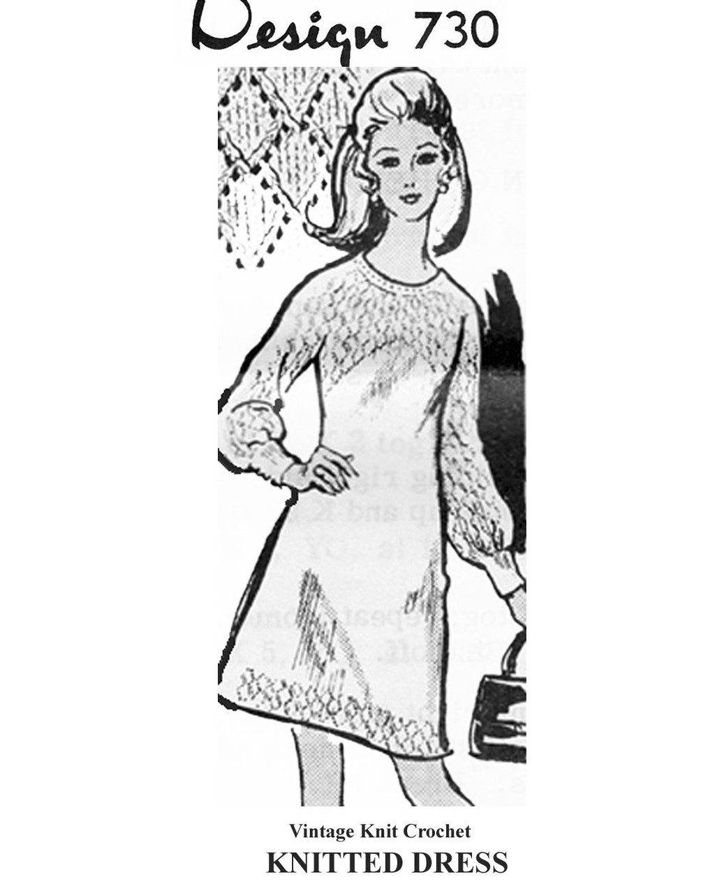 Knitted Dress Pattern, Diamond Yoke Design 730