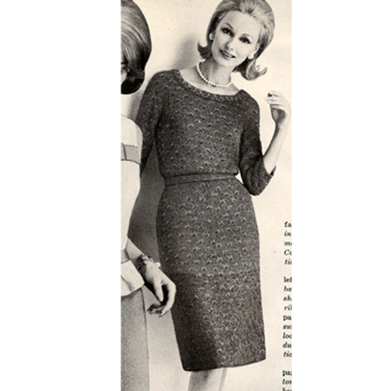 Vintage 1950s Scoop Neck Dress Knitting Pattern