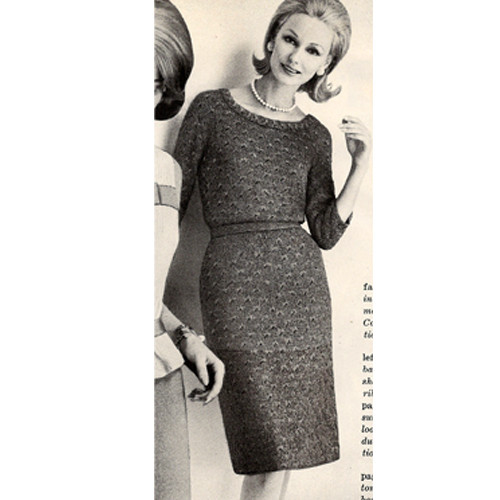 Knitted Scoop Neck Dress Pattern, Size 10-12-14-16 Knitted Scoop Neck Dress Pattern, Size 10-12-14-16