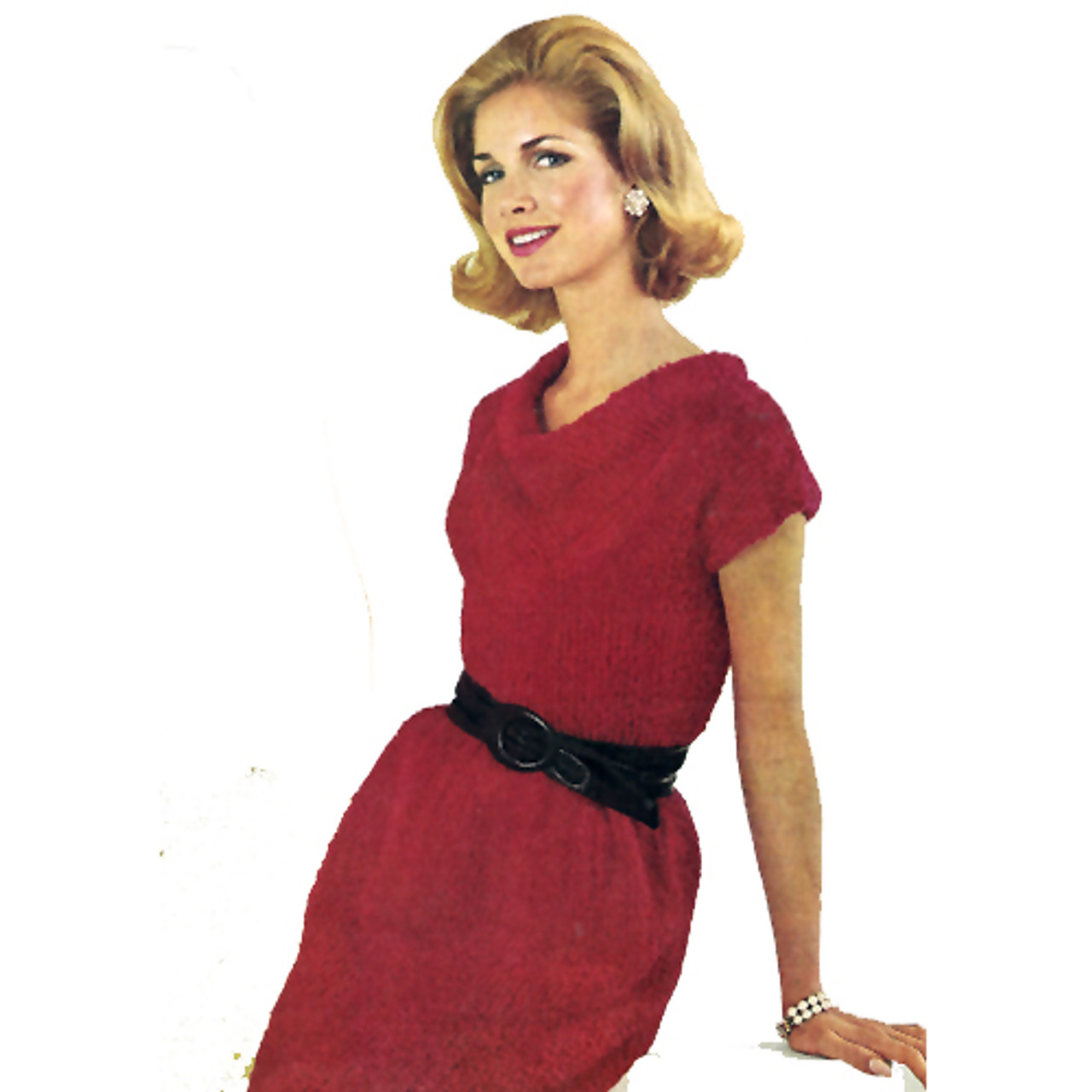 Knitting Pattern V-Neck Dress pattern with Short Sleeves