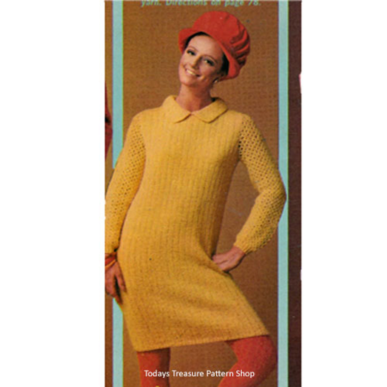 Knitting Pattern, Long Sleeve Ribbed Pullover Dress