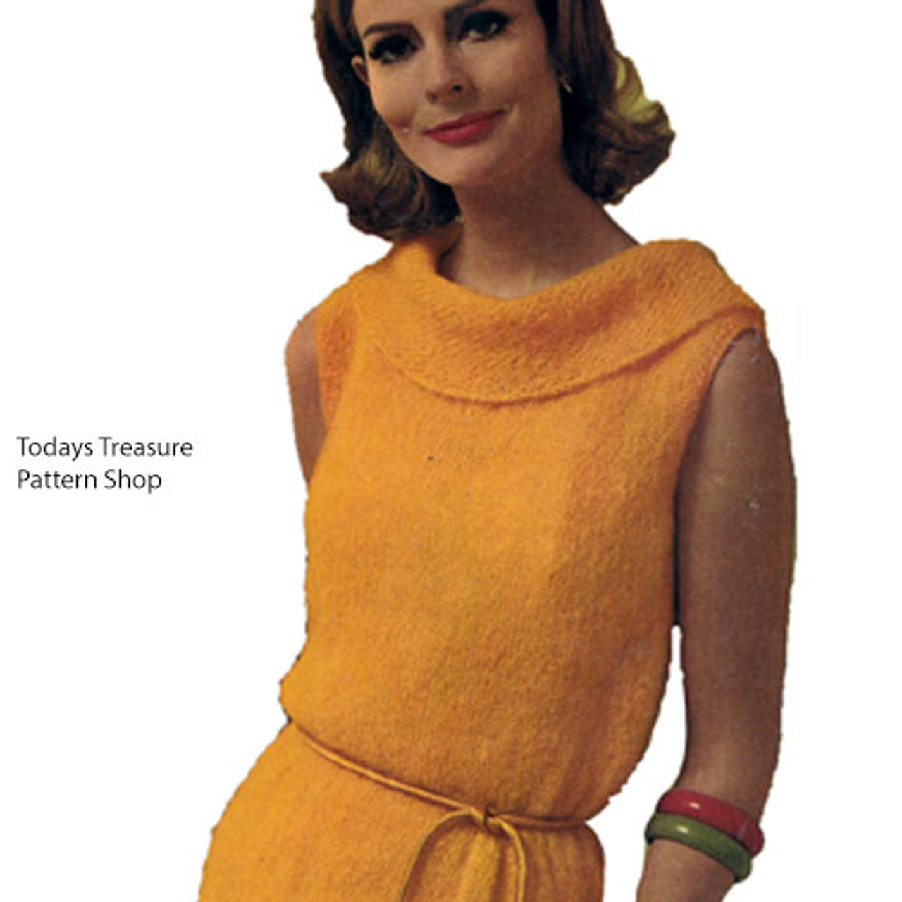 Sleeveless Knitted Mohair Dress Pattern, Ring Collar