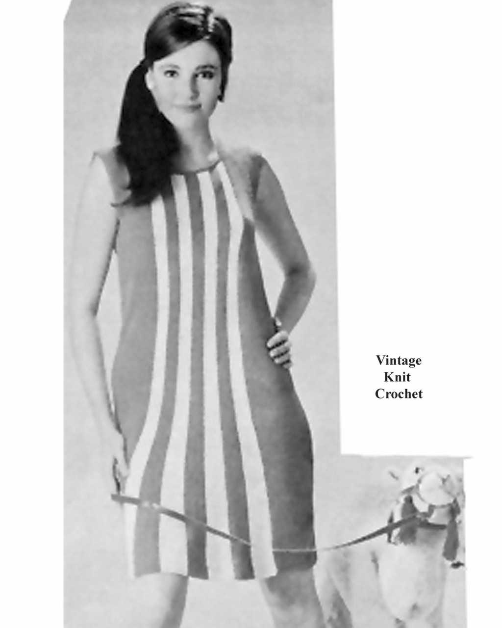 Knitted Dress Pattern Sleeveless With Vertical Stripe Vintage 1960s knitted-dress-pattern-sleeveless-with-vertical-stripe-vintage-1960s
