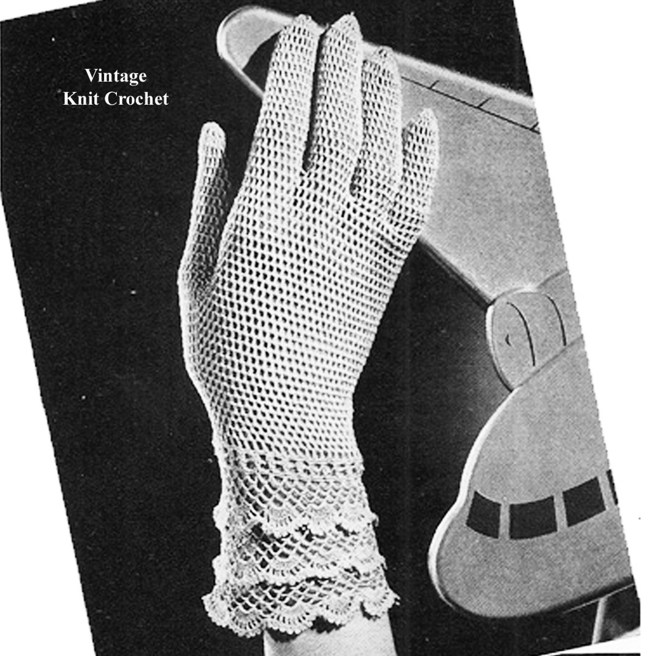 Vintage Crochet Ruffled Gloves Pattern in Lacy Stitch 