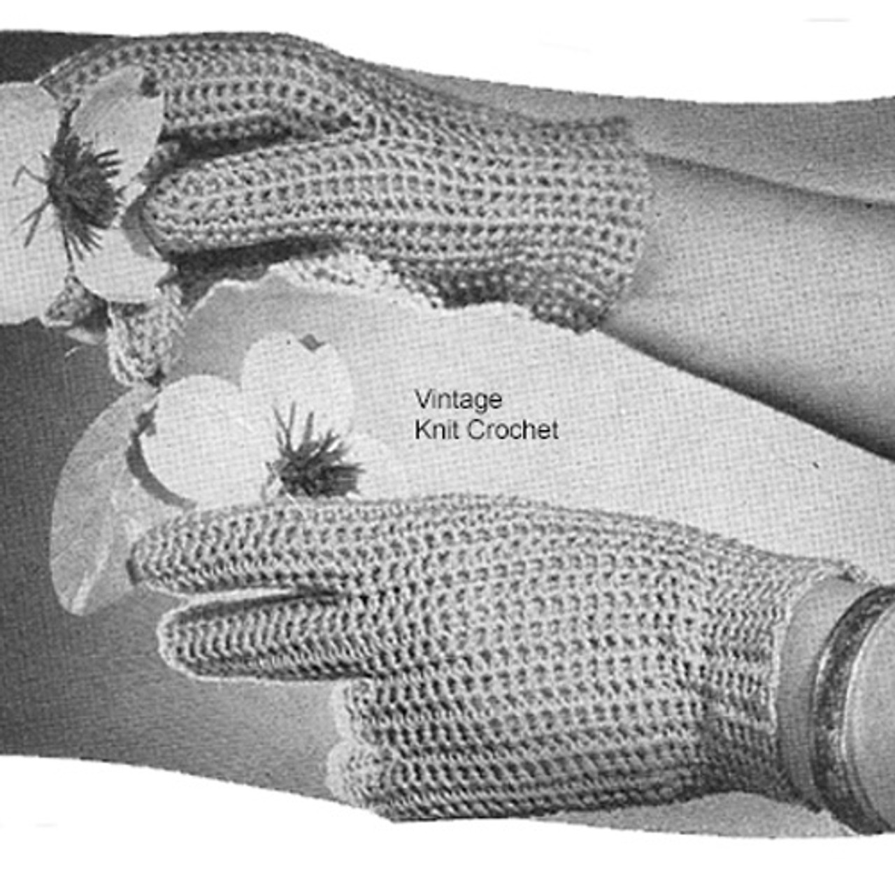 Crocheted Mesh Gloves Pattern, Vintage 1940s