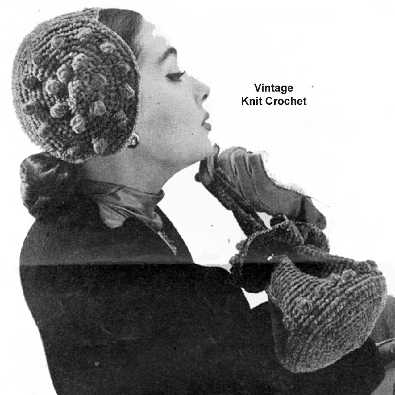 Vintage Chenille Hat Bag Pattern in popcorn stitch