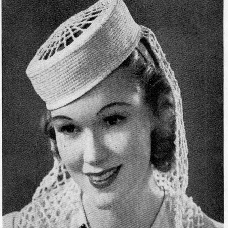 Vintage 1930s Crocheted Pillbox Hat 