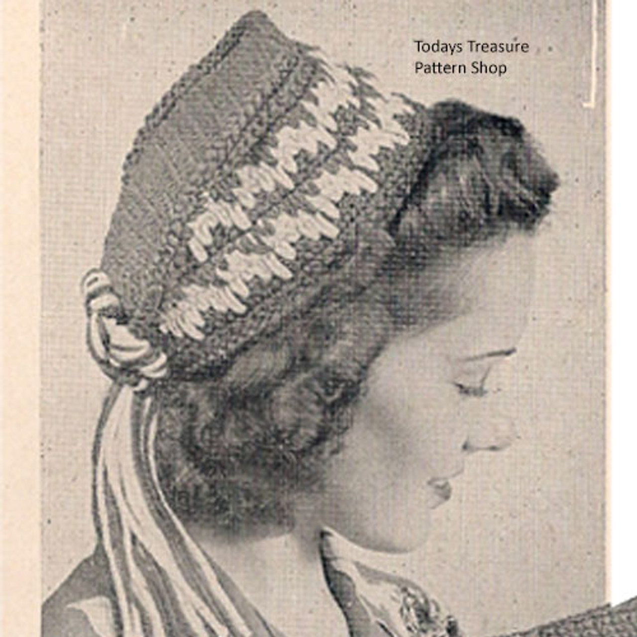 Vintage Quaker Hat Crochet Pattern with Ribbon Ties