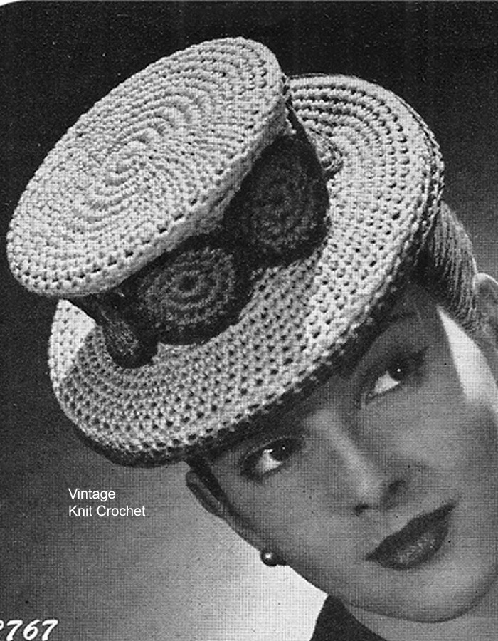 Crochet Top Hat Pattern, Flower Band 