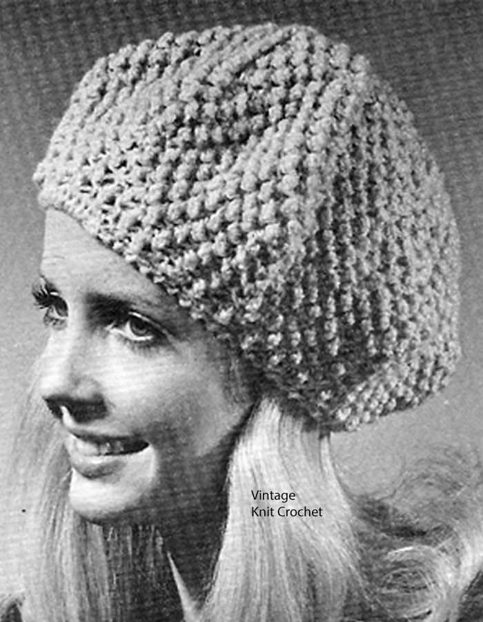 Vintage Crochet Beret Pattern, Popcorn Stitch