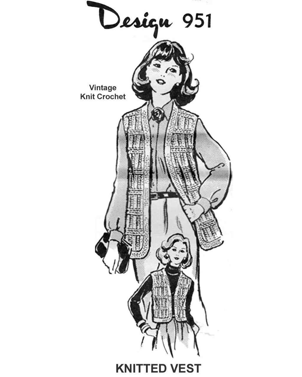 Long Knitted Vest Pattern Design 951