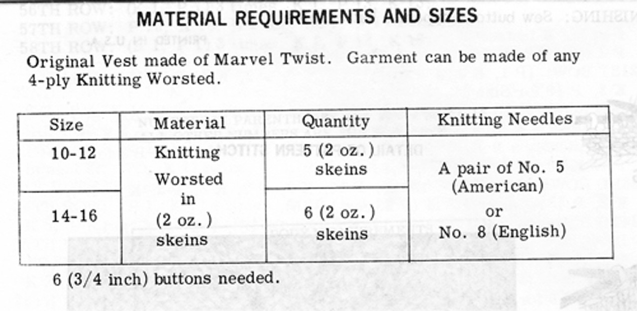 Leaf Vest knitting requirements