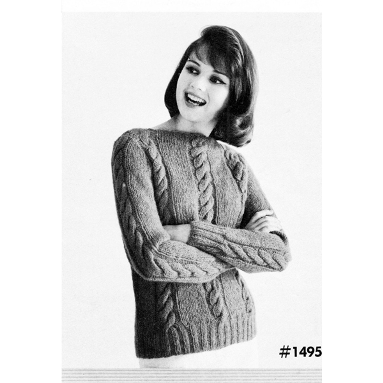 Knitting Pattern Cable Pullover with Boat Neck