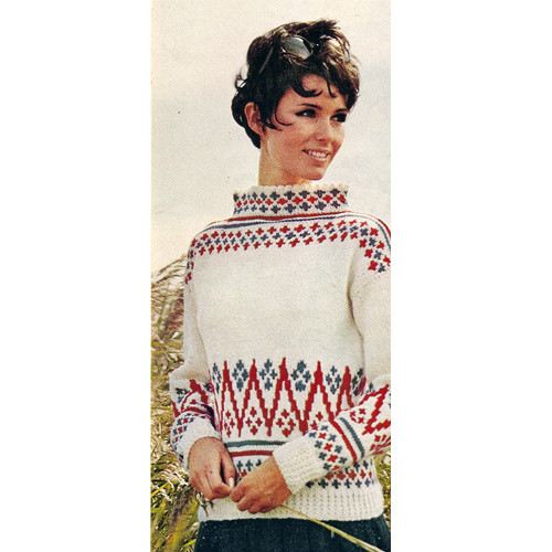 Knit Turtleneck Pullover Ski Sweater 