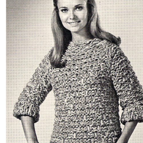 Big Needle Boat Neck Sweater Knitting PDF Pattern