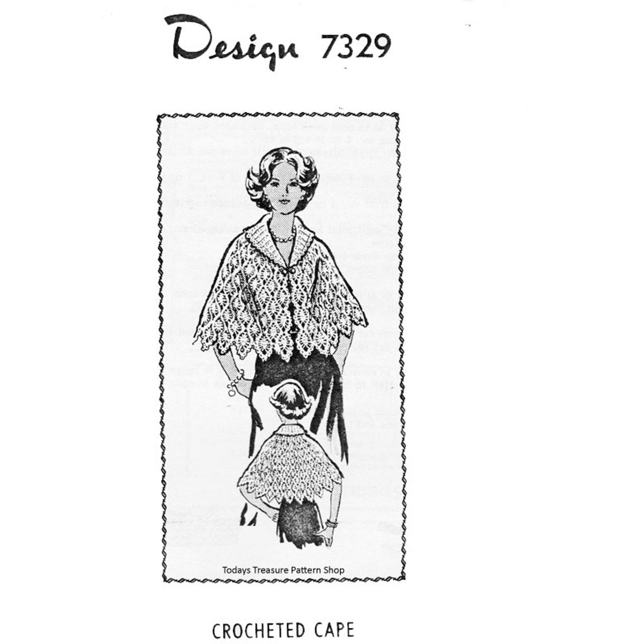 Mail Order Design 7329, Crochet Pineapple Cape Pattern 