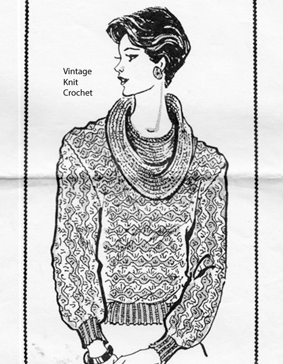 Cowl Pullover Crochet Pattern Design 6007