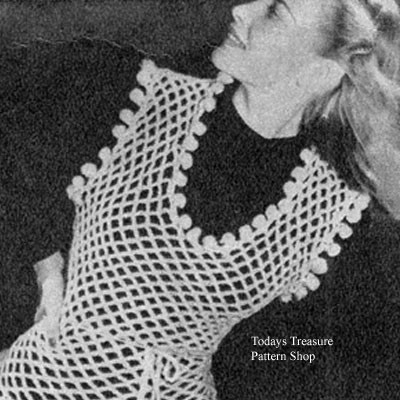 Crochet Mesh Jerkin Blouse Pattern Vintage 1944 - Main Image