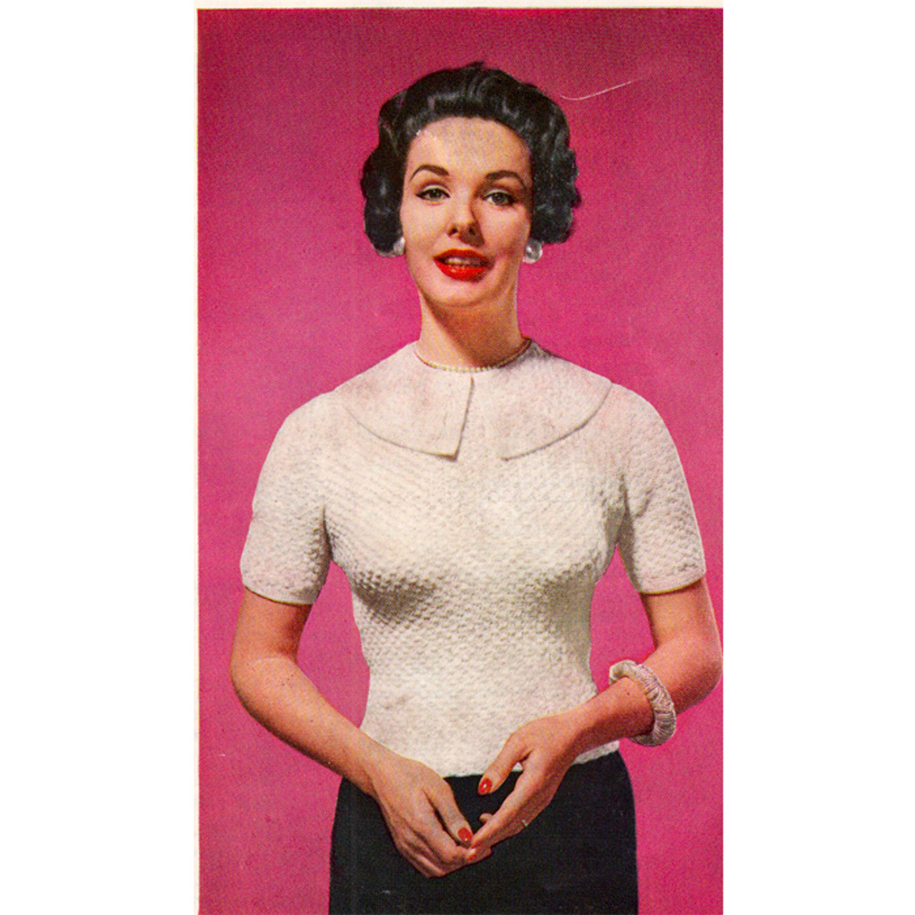 Short Sleeve Crochet Blouse Pattern, Vintage 1950