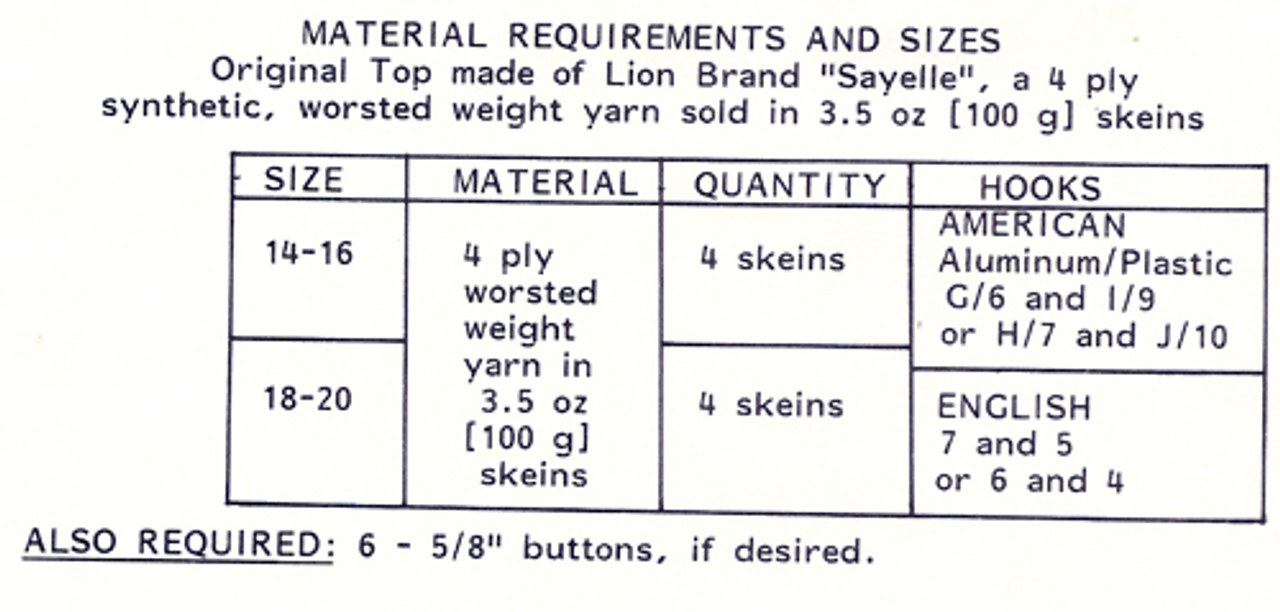 Tabbard Crochet Material Requirements